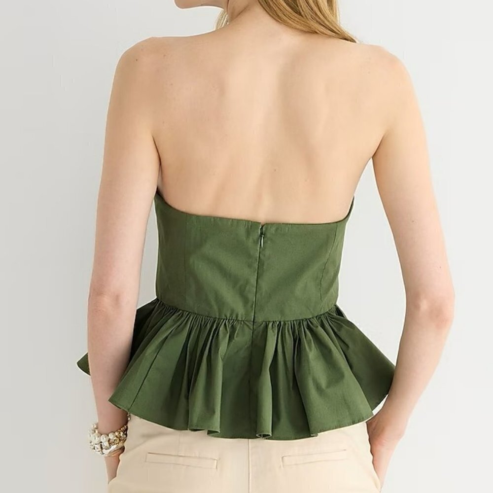 NWT - J. Crew Strapless peplum top in stretch cotton poplin blend - Picture 3 of 5